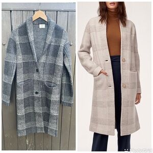 Aritzia Wilfred Dujardin Plaid Wool Sweater Jacket